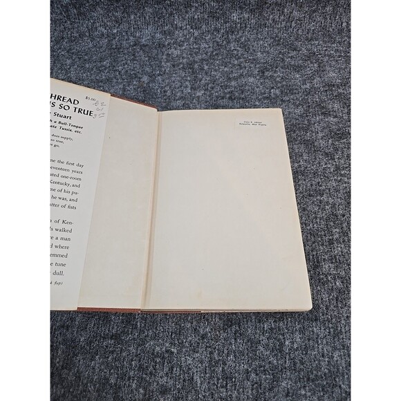 Vtg The Thread That Runs So True Jesse Stuart 1949 Scribners NY Hardcover Book - Picture 7 of 11